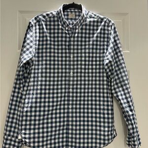J. Crew Men's Blue and White Gingham Shirt